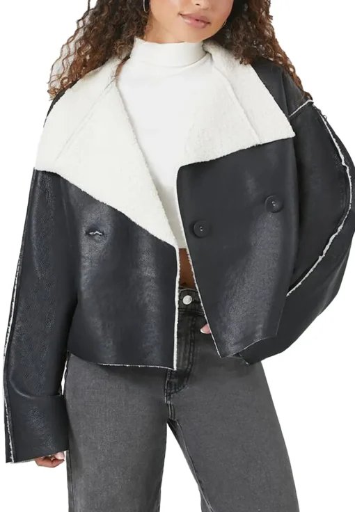 womens-black-faux-leather-double-breasted-shearling-jacket
