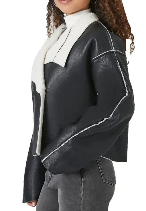 womens-black-faux-leather-double-breasted-shearling-jacket
