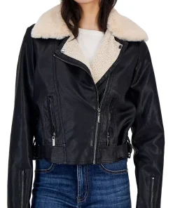 womens-black-faux-leather-fleece-trim-moto-jacket