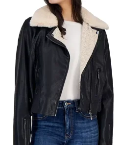 womens-black-faux-leather-fleece-trim-moto-jacket