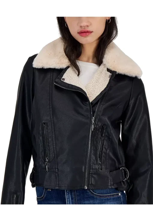 womens-black-faux-leather-fleece-trim-moto-jacket