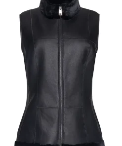 womens-black-faux-leather-merino-shearling-vest