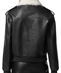 womens-black-faux-leather-shearling-collar-blouson-jacket