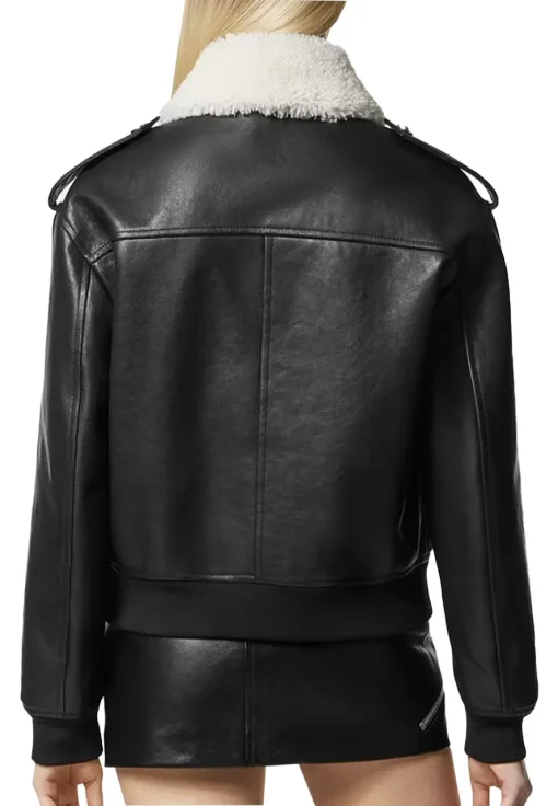womens-black-faux-leather-shearling-collar-blouson-jacket