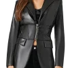 womens-black-faux-leather-zip-up-blazer