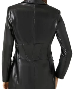 womens-black-faux-leather-zip-up-blazer