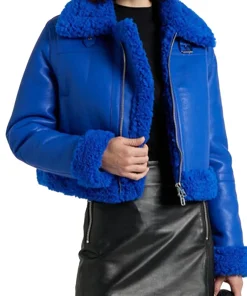 womens-blue-faux-leather-shearling-jacket