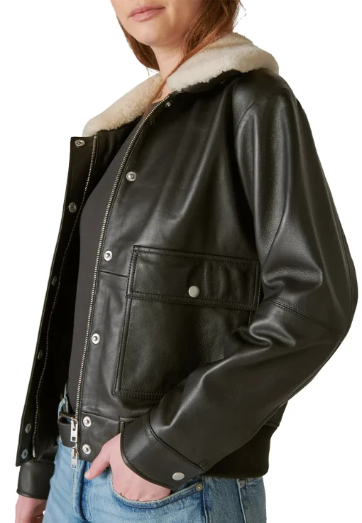 womens-bomber-black-faux-leather-shearling-collar-jacket