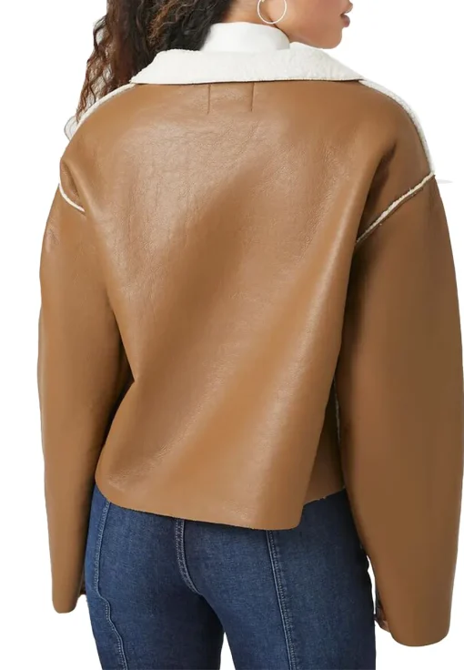 womens-brown-faux-leather-double-breasted-shearling-jacket