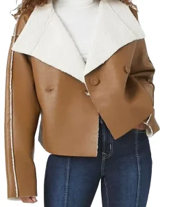 womens-brown-faux-leather-double-breasted-shearling-jacket