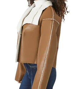 womens-brown-faux-leather-double-breasted-shearling-jacket