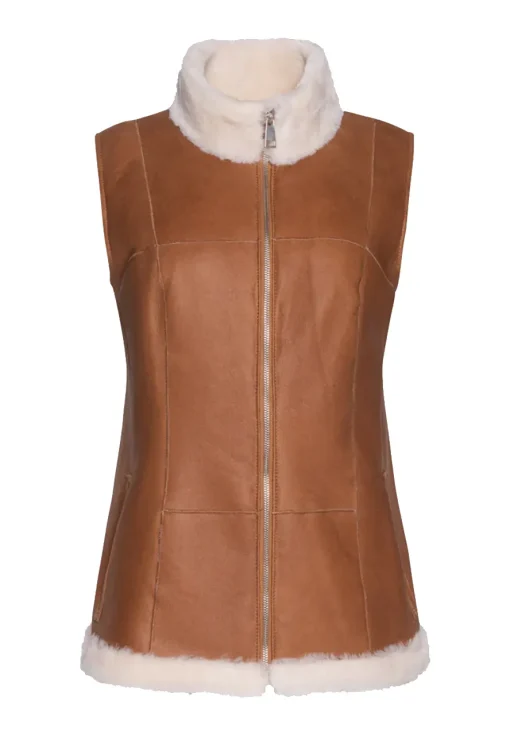 womens-brown-faux-leather-merino-shearling-vest