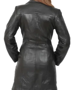 womens-button-fasten-black-faux-leather-coat