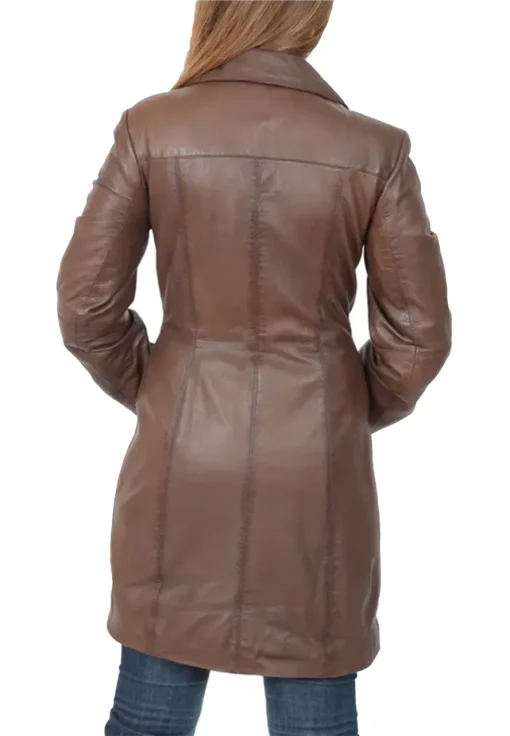 womens-button-fasten-brown-faux-leather-coat
