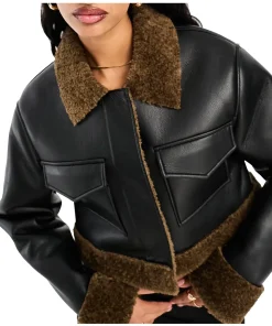 womens-crop-black-faux-leather-shearling-jacket
