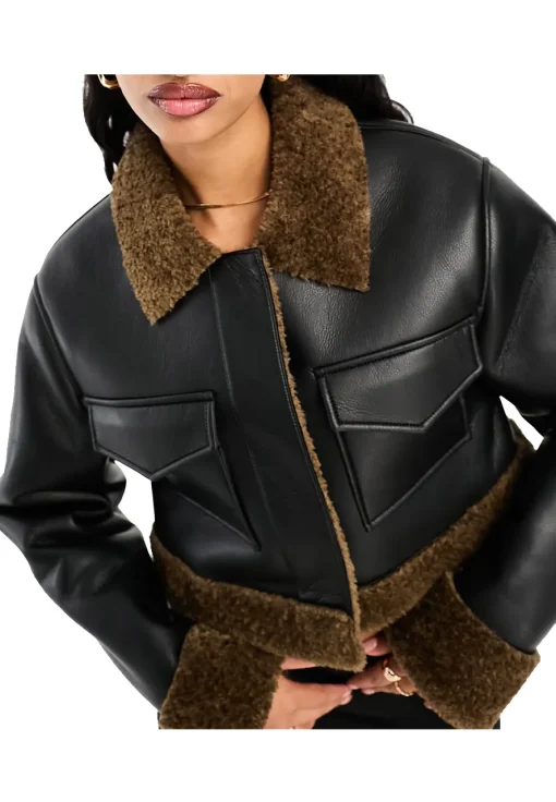 womens-crop-black-faux-leather-shearling-jacket