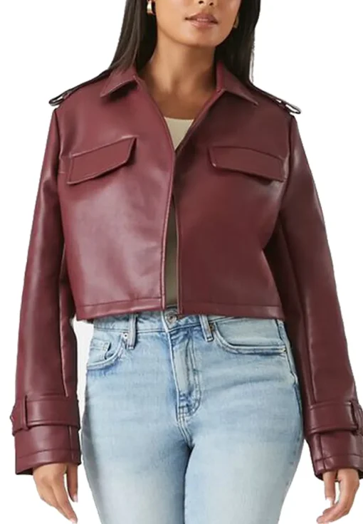 womens-cropped-maroon-faux-leather-jacket