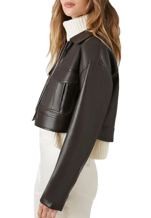 womens-faux-leather-brown-cropped-jacket