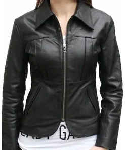 womens-fitted-black-faux-leather-jacket