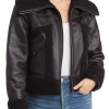 womens-flap-pockets-black-faux-leather-shearling-jacket
