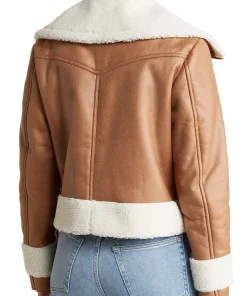 womens-flap-pockets-brown-faux-leather-shearling-jacket