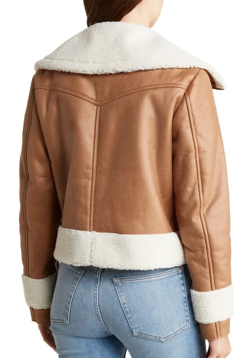 womens-flap-pockets-brown-faux-leather-shearling-jacket