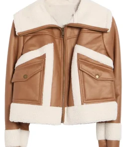 womens-flap-pockets-brown-faux-leather-shearling-jacket