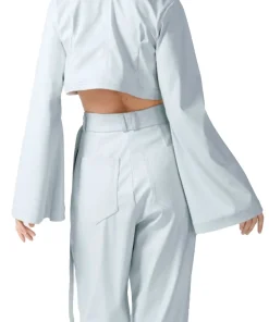 womens-flute-sleeve-blue-faux-leather-cropped-jacket