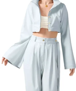 womens-flute-sleeve-blue-faux-leather-cropped-jacket