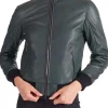 womens-green-faux-leather-bomber-jacket