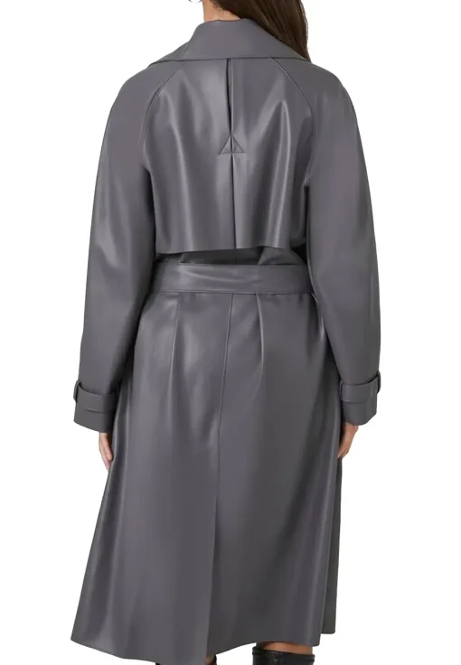 womens-grey-faux-leather-trench-coat
