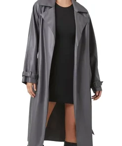 womens-grey-faux-leather-trench-coat