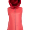 womens-hooded-red-faux-leather-shearling-vest