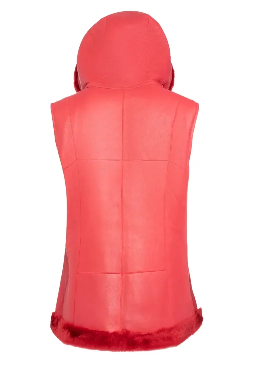 womens-hooded-red-faux-leather-shearling-vest