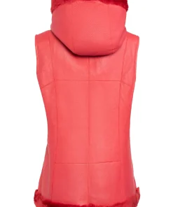 womens-hooded-red-faux-leather-shearling-vest