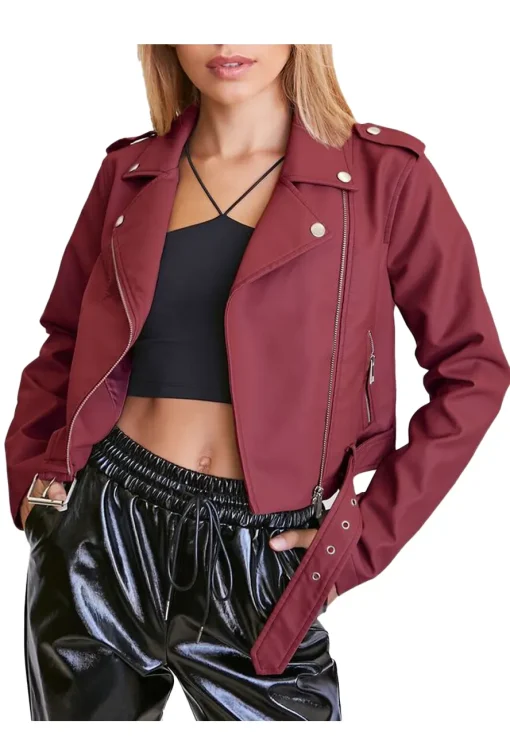 womens-maroon-faux-leather-cropped-moto-jacket