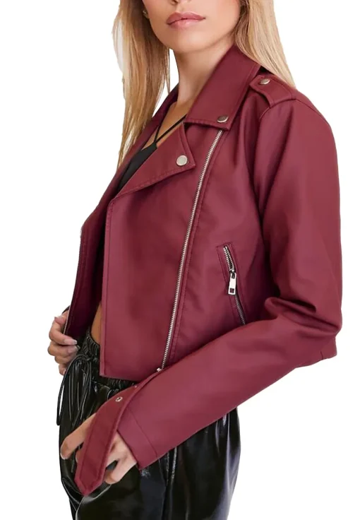 womens-maroon-faux-leather-cropped-moto-jacket