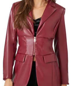 womens-maroon-faux-leather-zip-up-blazer