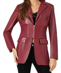 womens-maroon-faux-leather-zip-up-blazer
