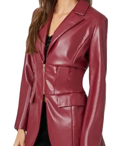 womens-maroon-faux-leather-zip-up-blazer