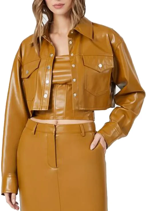 womens-mustard-cropped-faux-leather-jacket