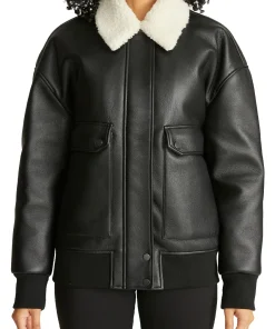 womens-oversize-black-faux-leather-shearling-bomber-jacket