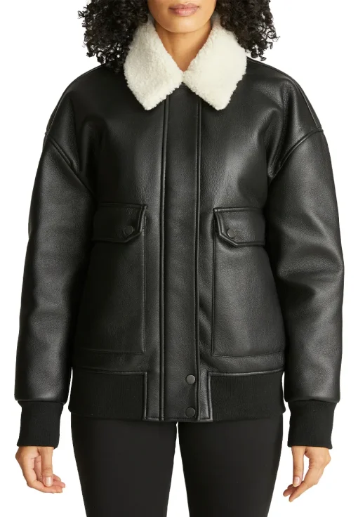 womens-oversize-black-faux-leather-shearling-bomber-jacket