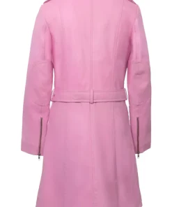womens-pink-faux-leather-trench-coat