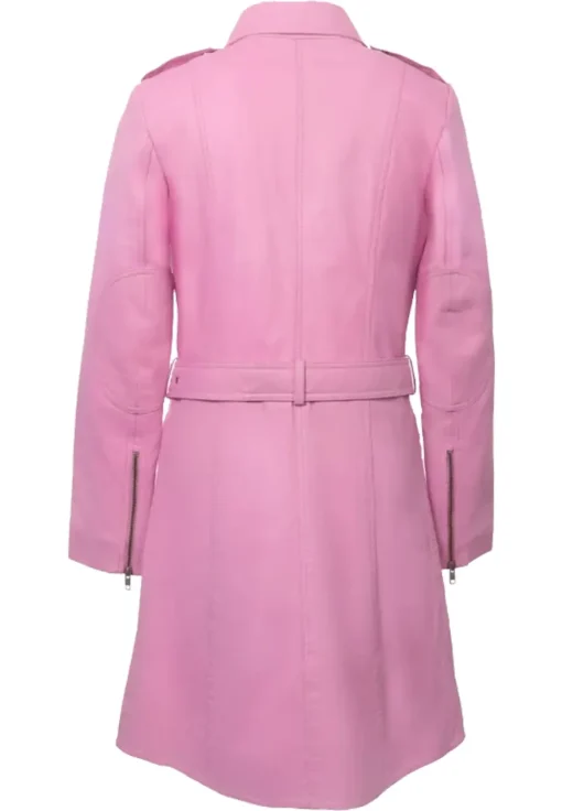 womens-pink-faux-leather-trench-coat