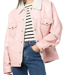 womens-pink-faux-leather-white-shearling-jacket