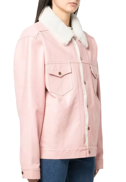 womens-pink-faux-leather-white-shearling-jacket
