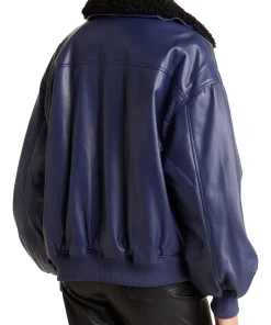 womens-purple-faux-leather-shearling-collar-bomber-jacket