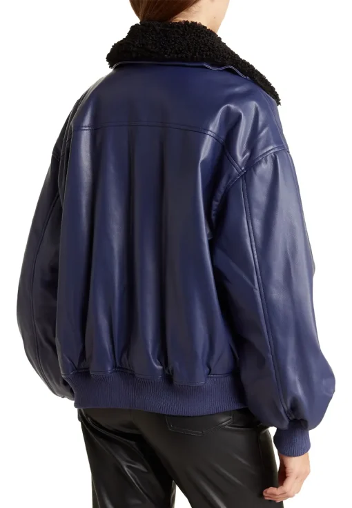 womens-purple-faux-leather-shearling-collar-bomber-jacket