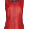 womens-red-faux-leather-merino-shearling-vest
